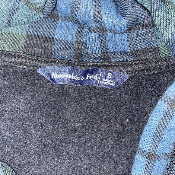 Abercrombie & Fitch Blue Green Plaid Hoodie - Picture 8 of 8